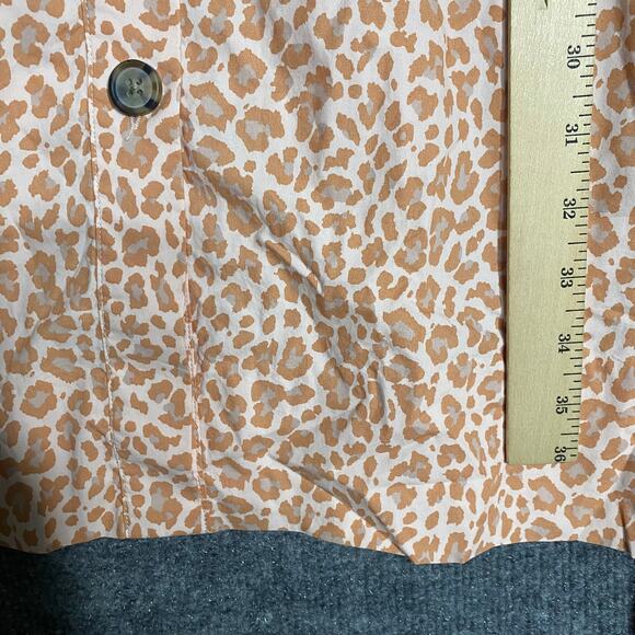 J. Crew Midi Cottage Dress XXS Leopard Print Puff Short Sleeve Button Up A-Line - Picture 9 of 12